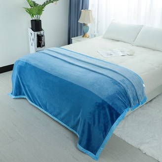 Unique Bargains Soft Warm Fuzzy Microfiber Gradient Ombre Blankets for Bed or Couch
