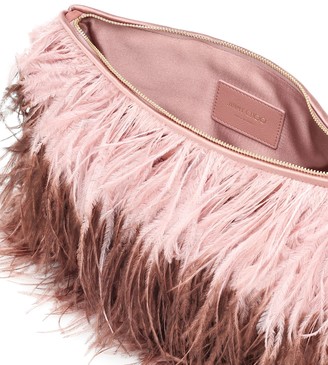 Jimmy Choo Callie feather-trimmed clutch