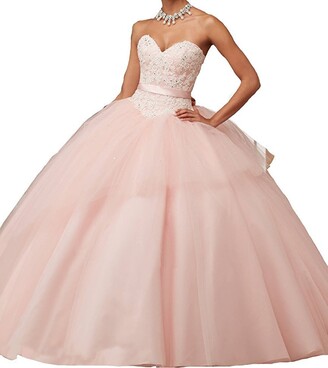 Generic Sweet 16 Pink Princess Quinceanera Dresses with Bow Tie Sweetheart Wedding Prom Gowns