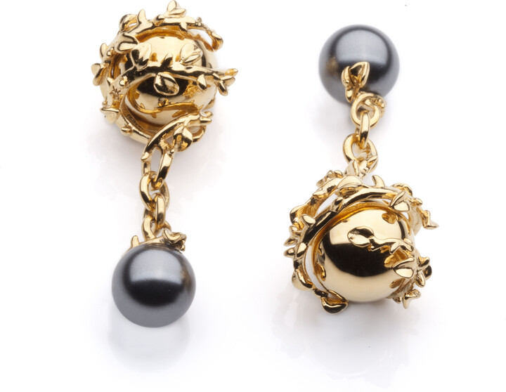 Kasun Gold Orb & Pearl Cufflinks