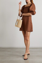 Thumbnail for your product : Faithfull The Brand Venezia Shirred Pintucked Linen Midi Dress - Brown