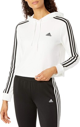 adidas Womens 3-Stripes French Terry Cropped Hoodie