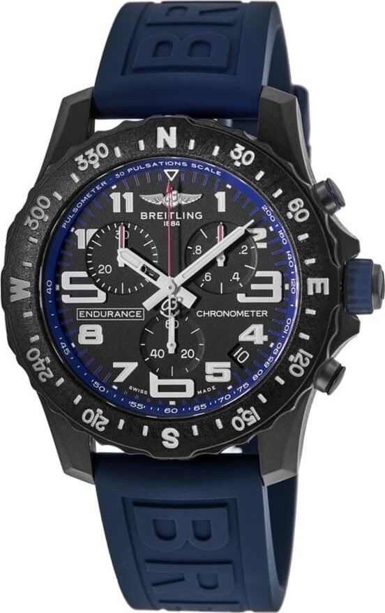 Breitling Endurance Pro 44 Chronograph Black Dial Blue Rubber Strap Men's Watch X82310D51B1S1
