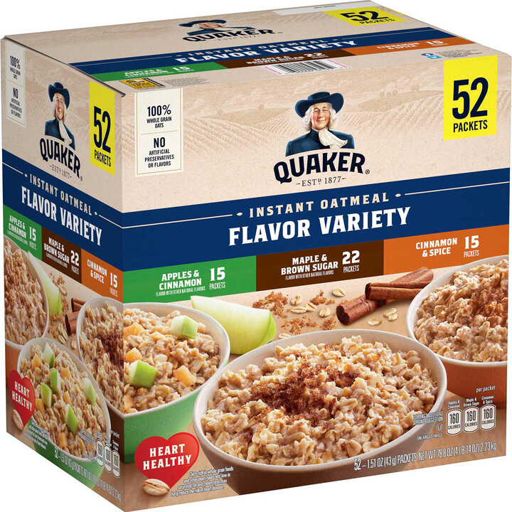 Quaker Instant Oatmeal Variety Pack, 1.51 oz., 52 pk.