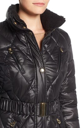 Laundry by Design Women's Faux Fur Trim Quilted Puffer Coat