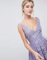 Thumbnail for your product : ASOS Design DESIGN lace plunge neck midi prom dress-Purple