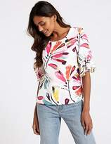 Thumbnail for your product : Marks and Spencer Linen Rich Printed Ruffle Sleeve Blouse