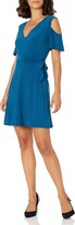 Thumbnail for your product : Star Vixen Women's Cutout Cold Shoulder Short Sleeve Faux Wrap Dress