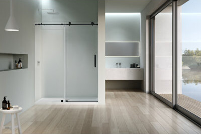 Vanity Art 56–60" W x 76" H Frameless Bypass Single Sliding Shower Door with Explosion-Proof Clear Glass