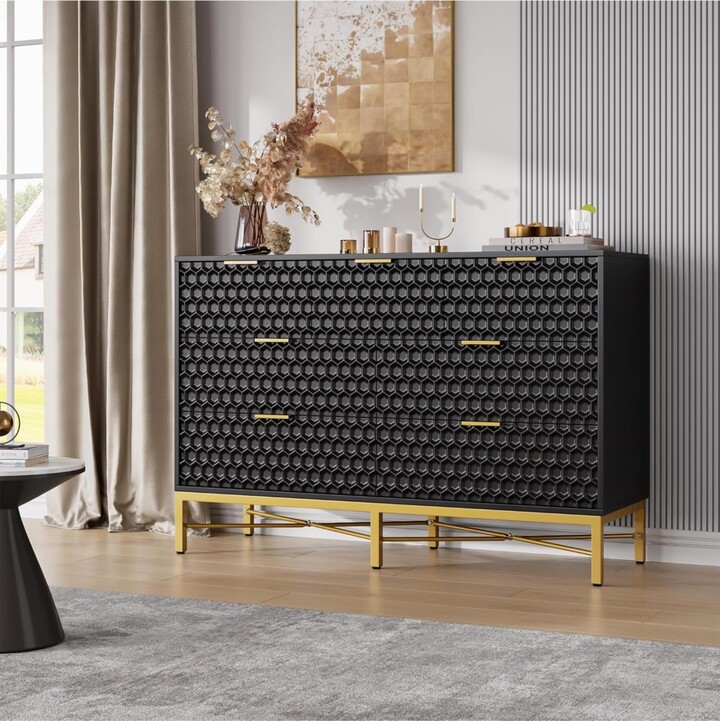 gaomon 7-Drawer Deep Drawers, Wide Top, Long Wooden Chest Modern Dresser