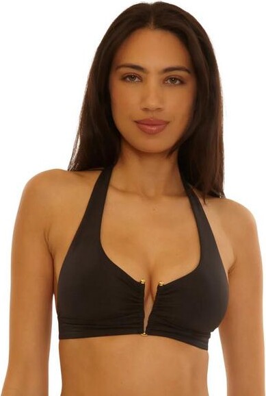 Becca Women's Viviana Color Code Swim Bikini Top Contemporary Small Black