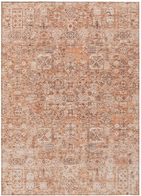 HomeRoots 10' X 14' Salmon Orange Floral Washable Indoor Outdoor Area Rug