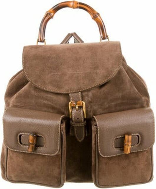 Gucci Vintage Suede Bamboo Backpack ShopStyle