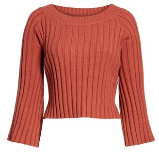 J.o.a. Women's Crop Ribbed Sweater