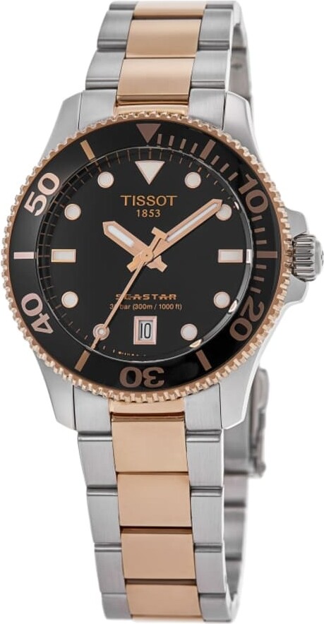 Tissot Seastar 1000 Quartz Black Dial Two-Tone Stainless Steel Women's Watch T120.210.22.051.01