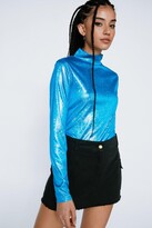 Thumbnail for your product : Nasty Gal Womens Wetlook Glitter Long Sleeve Funnel Neck Top