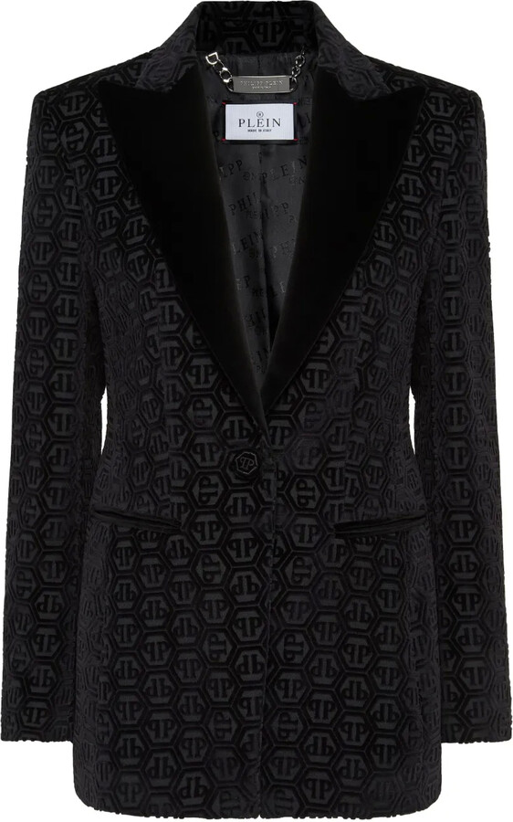 Monogram Velvet Single Breasted Blazer
