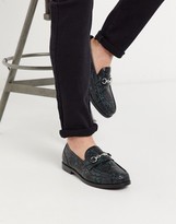 Thumbnail for your product : ASOS DESIGN loafers in faux snake effect leather with snaffle detail