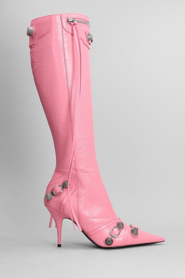 Balenciaga High Heels Boots In Rose-pink Leather - ShopStyle
