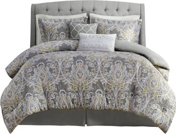 CANJUN Luxurious Cotton Bedding Sets Grey Damask Style For Home Comfort