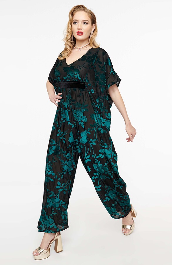 Unique Vintage 1970s Velvet Caftan Jumpsuit