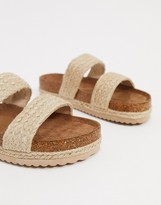 Thumbnail for your product : South Beach Exclusive raffia double strap slide sandals in natural