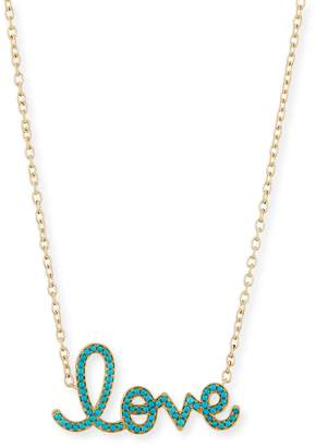 Sydney Evan XL Turquoise Love Necklace in 14K Yellow Gold