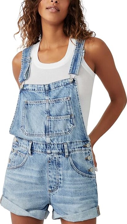 Free People We The Free Ziggy Shortall Women's Jumpsuit & Rompers One Piece Follow Your Heart : XL (Women's 14), Denim/Cotton