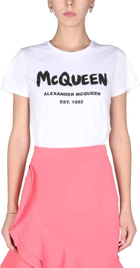 Alexander McQueen Graffiti Logo Print T-Shirt - ShopStyle