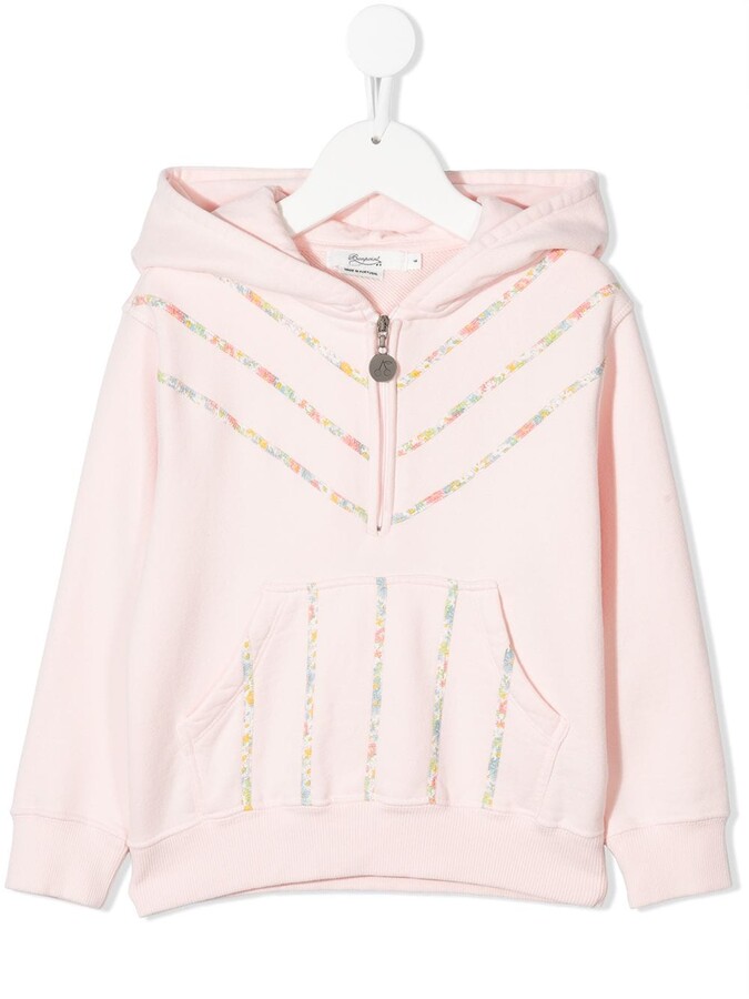 pink and white striped sweatshirt