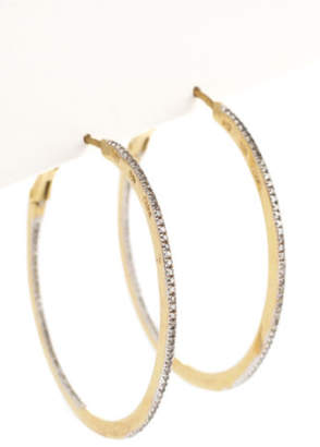 DESIGNER Gold Plated Sterling Silver Pave Diamond Accent Hoop Earrings