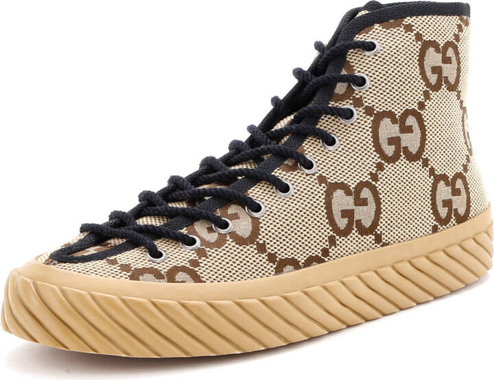 GUCCI Men's Tortuga High Top Sneakers Jumbo GG Canvas