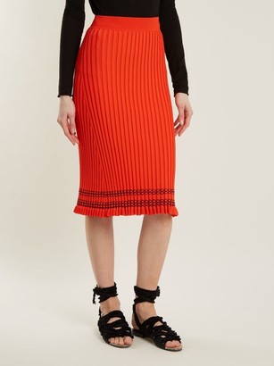 Altuzarra Gwendolyn Ribbed-knit Midi Skirt - Orange