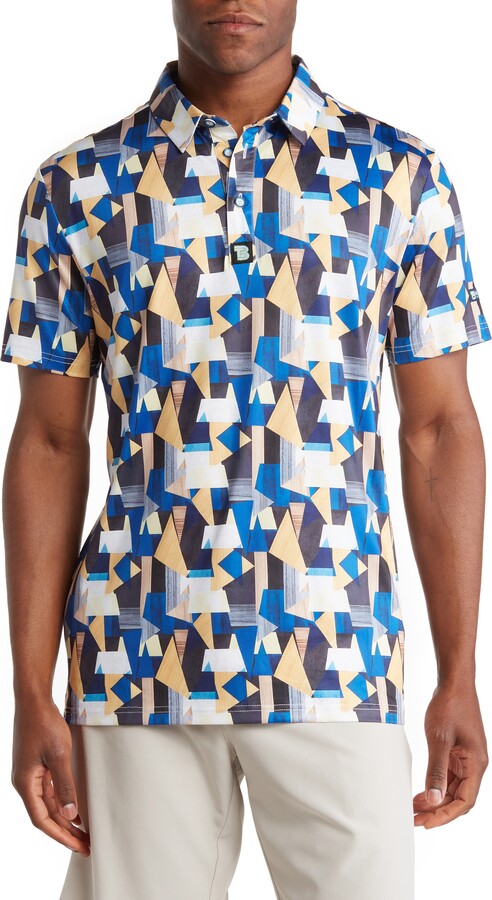 TOM BAINE Patterned Slim Fit Performance Golf Polo