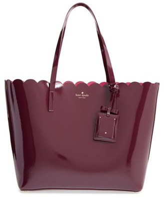 Kate Spade 'Lily Avenue Patent - Carrigan' Leather Tote - Brown