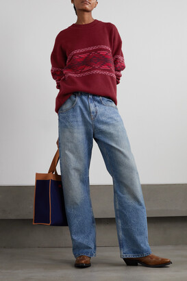Etoile Isabel Marant Avril Jacquard-knit Merino Wool-blend Sweater - Burgundy