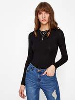 Thumbnail for your product : Shein Solid Long Sleeve Tee Bodysuit