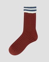 Thumbnail for your product : ASOS Cable Boot Socks With Stripe Roll Top 3 Pack