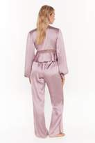 Thumbnail for your product : Nasty Gal Womens Never Gonna Satin Lace Pyjama trousers - purple - 12