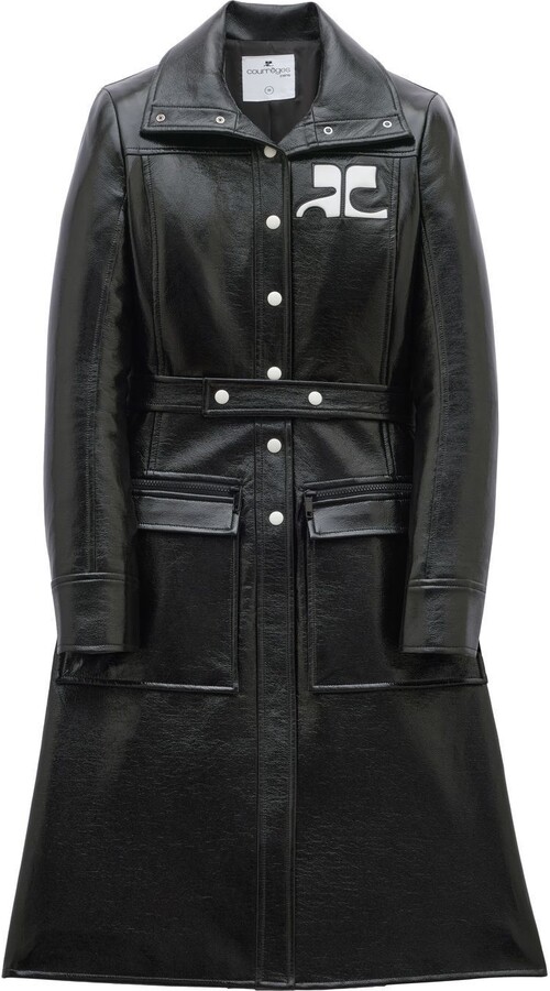 Courreges Black Reedition Vinyl Trench Coat