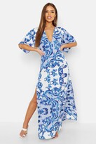 Thumbnail for your product : boohoo Petite Plunge Kimono Sleeve Printed Maxi Dress