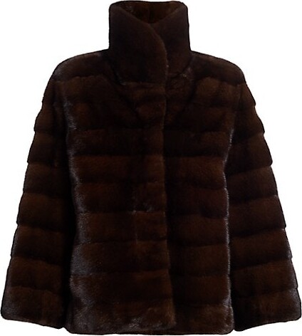 Mink Fur Sectioned Collared Jacket