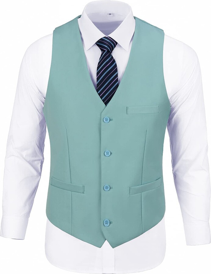 Vipking Men's Suit Vest Slim Fit Formal Business Casual Wedding