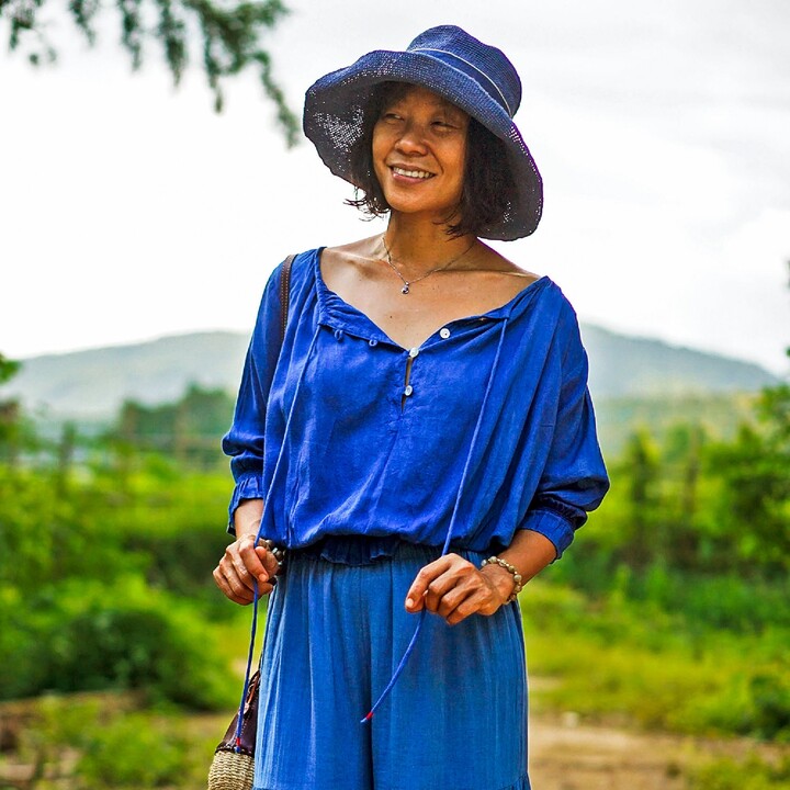 Etsy Raw Cotton Blue Indigo Blouse For Women, Elegant Plus