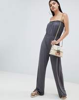 Thumbnail for your product : ASOS Design DESIGN Bandeau Jersey Jumpsuit With Wide Leg