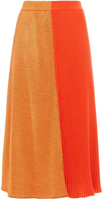 M Missoni Ribbed And Metallic Crochet-knit Cotton-blend Midi Skirt