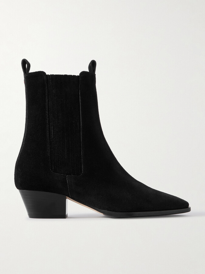 AEYDĒ Agata Suede Ankle Boots - Black