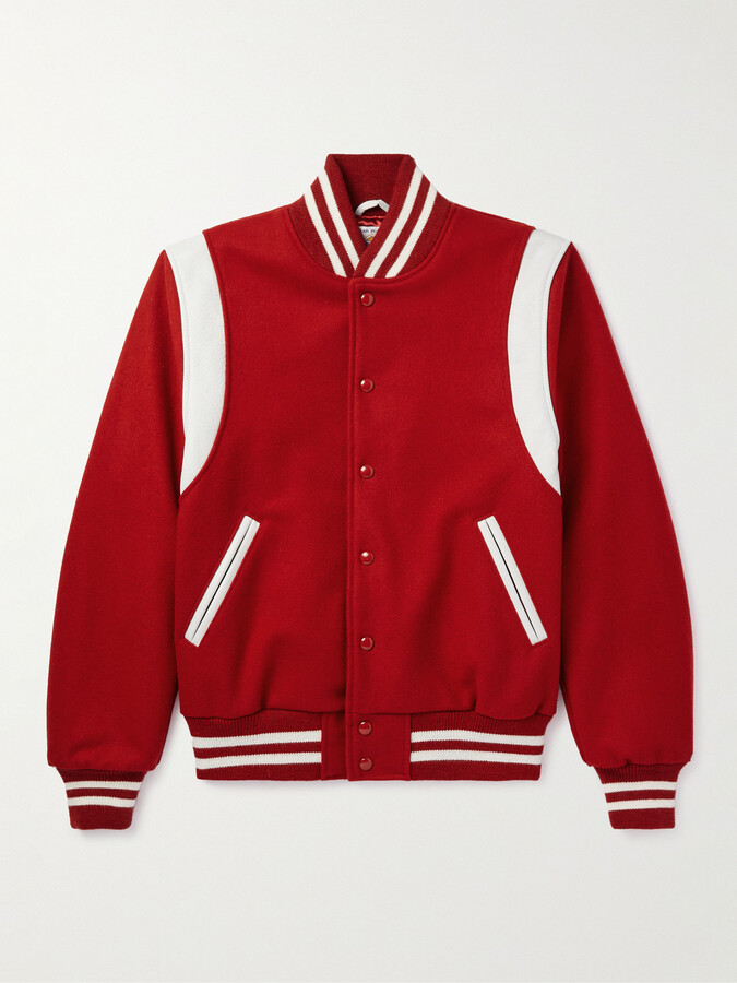 GoldenBear The Hayes Leather-Trimmed Wool-Blend Varsity Jacket