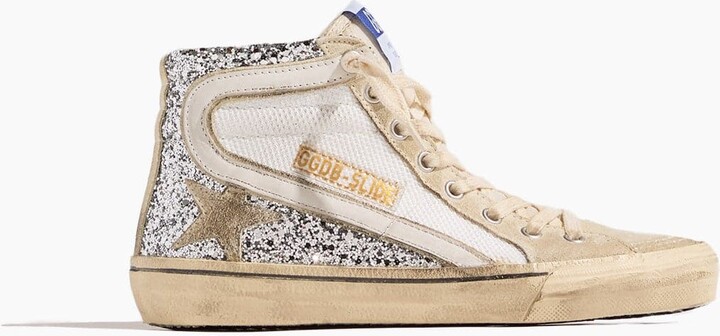 Golden Goose Slide Sneaker in Silver/White/Marble