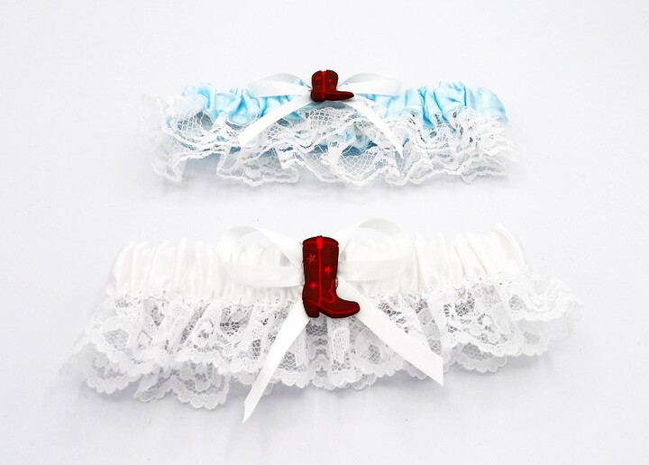 Wedding Reception Ceremony Party Western Cowboy Cowgirl Boot Bridal Garter 2 Piece Set